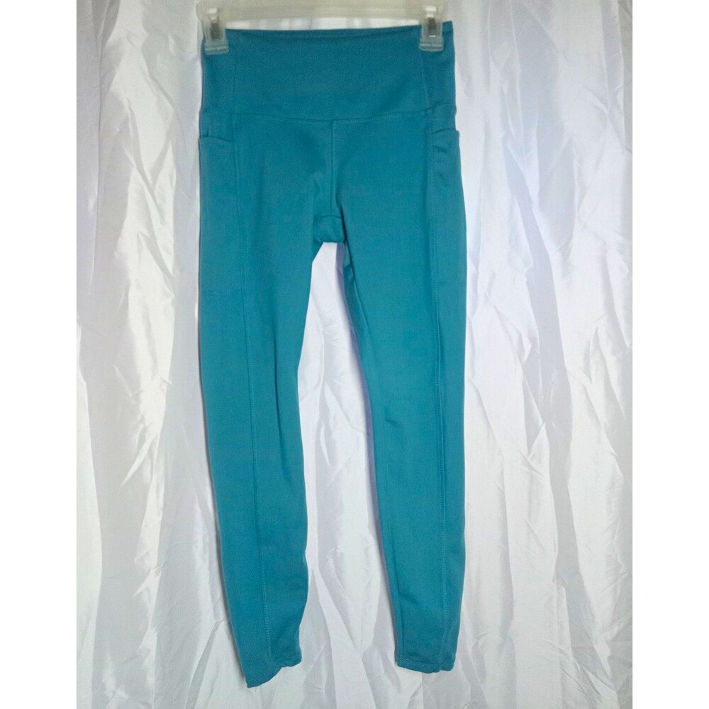 Danskin Now Teal High Rise Ankle Leggings w/ Pockets Stretch XS Style 9444